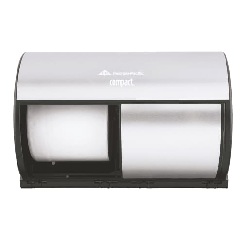 Georgia-Pacific Compact 2-Roll Side-by-Side Coreless High-Capacity Toilet Paper Dispenser, Stainless Steel